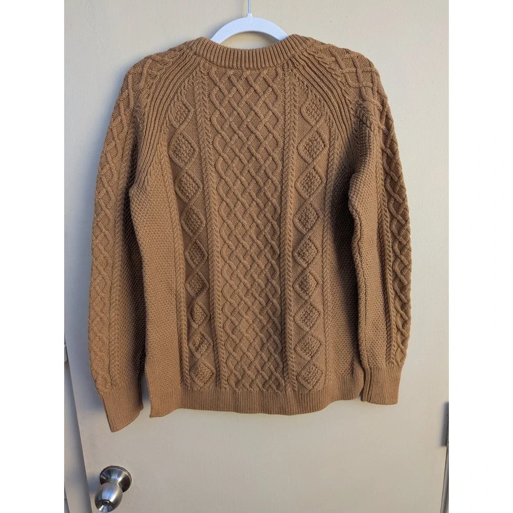 NWT J. Crew Cotton Cable Knit Sweater Camel Tan Women's XS